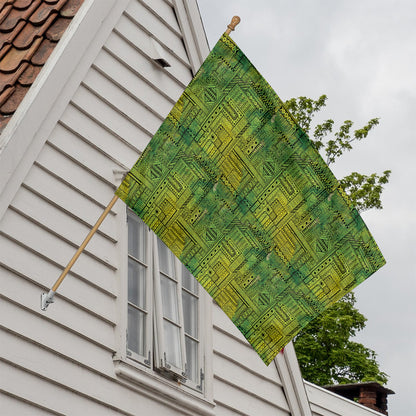 Green And Black African Ethnic Print House Flag