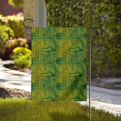 Green And Black African Ethnic Print House Flag