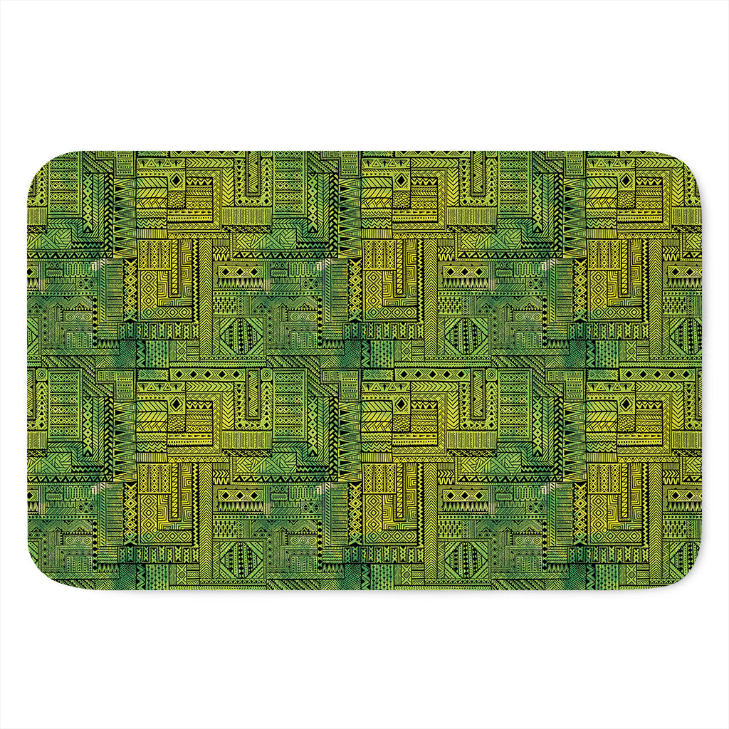 Green And Black African Ethnic Print Indoor Door Mat