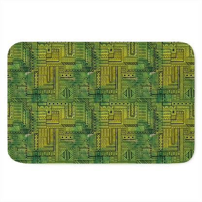 Green And Black African Ethnic Print Indoor Door Mat