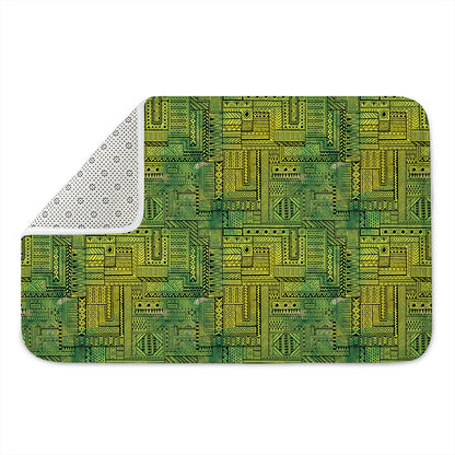 Green And Black African Ethnic Print Indoor Door Mat