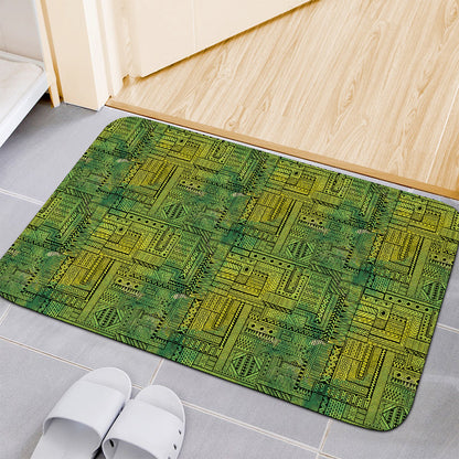 Green And Black African Ethnic Print Indoor Door Mat