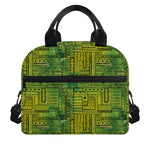 Green And Black African Ethnic Print Insulated Lunch Bag