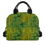 Green And Black African Ethnic Print Insulated Lunch Bag