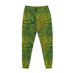 Green And Black African Ethnic Print Jogger Pants