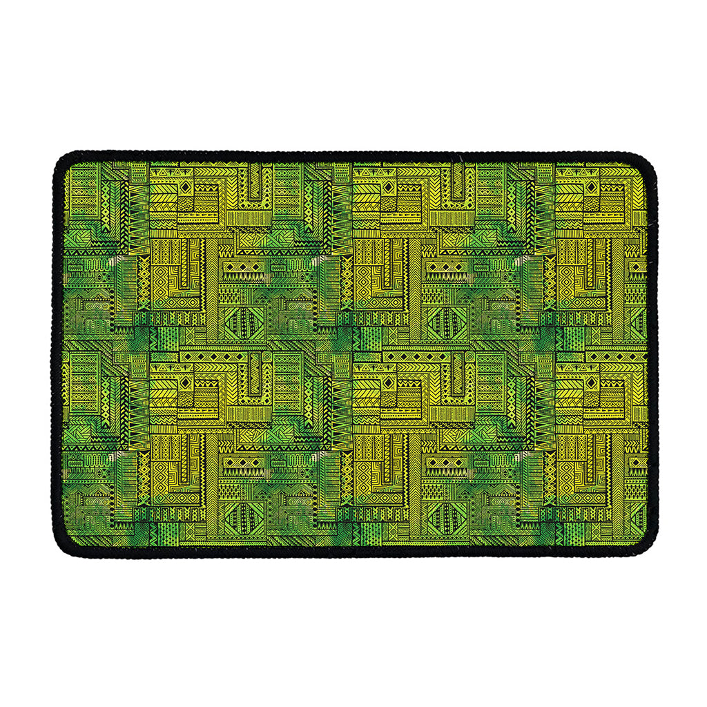 Green And Black African Ethnic Print Kitchen Mat