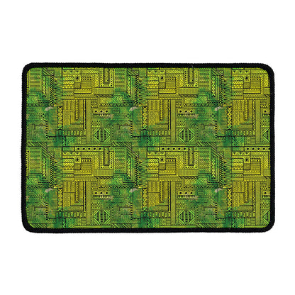 Green And Black African Ethnic Print Kitchen Mat