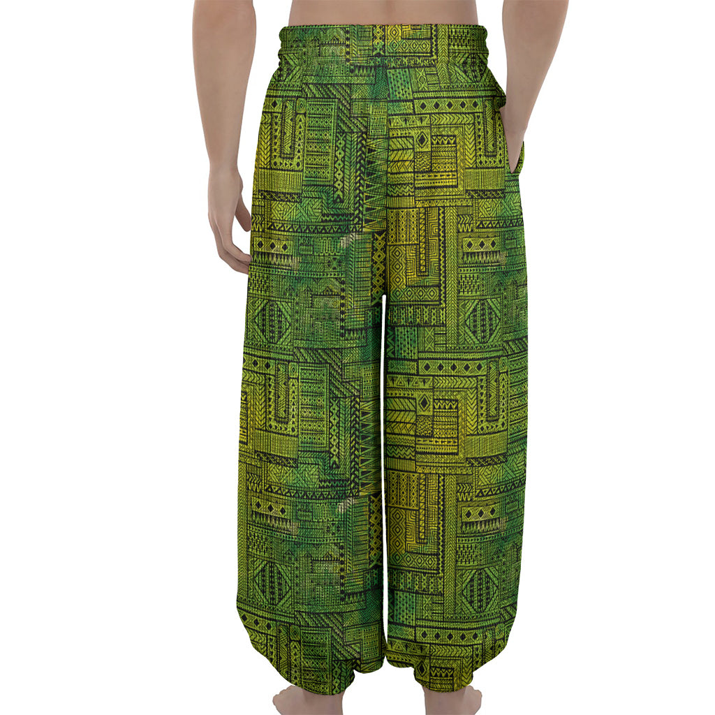 Green And Black African Ethnic Print Lantern Pants