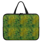 Green And Black African Ethnic Print Laptop Sleeve With Handle