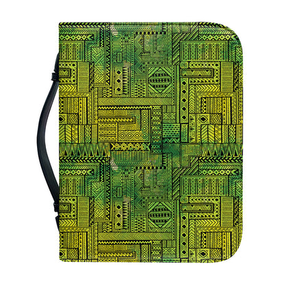 Green And Black African Ethnic Print Leather Bible Cover