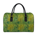 Green And Black African Ethnic Print Leather Duffel Bag