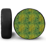 Green And Black African Ethnic Print Leather Spare Tire Cover