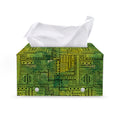 Green And Black African Ethnic Print Leather Tissue Box Cover