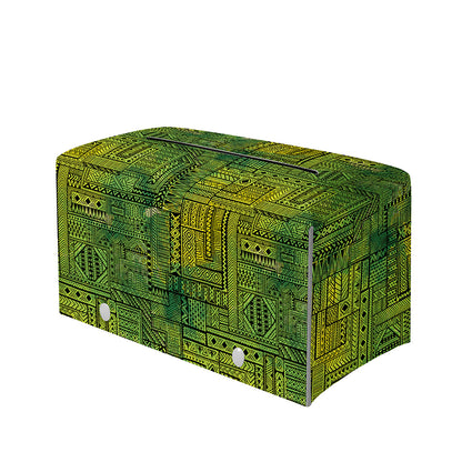 Green And Black African Ethnic Print Leather Tissue Box Cover