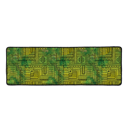 Green And Black African Ethnic Print Long Kitchen Mat