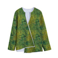 Green And Black African Ethnic Print Long Sleeve Short Coat