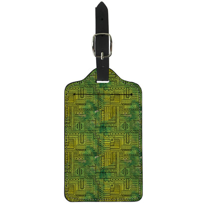 Green And Black African Ethnic Print Luggage Tag