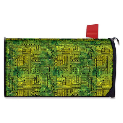 Green And Black African Ethnic Print Mailbox Cover