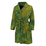Green And Black African Ethnic Print Men's Bathrobe