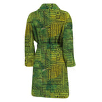 Green And Black African Ethnic Print Men's Bathrobe