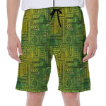 Green And Black African Ethnic Print Men's Beach Shorts