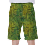 Green And Black African Ethnic Print Men's Beach Shorts