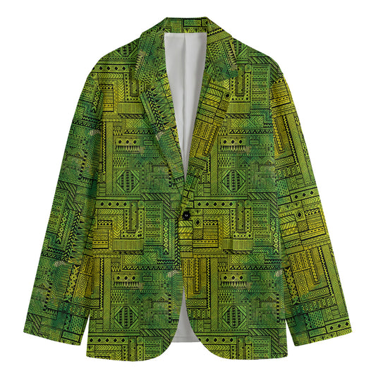 Green And Black African Ethnic Print Men's Blazer