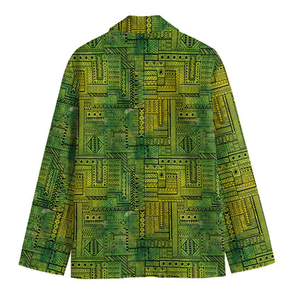 Green And Black African Ethnic Print Men's Blazer