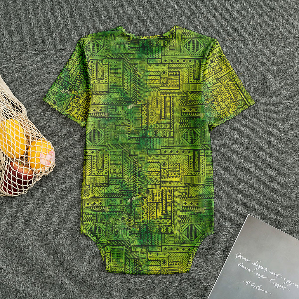 Green And Black African Ethnic Print Men's Bodysuit