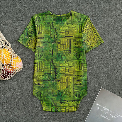 Green And Black African Ethnic Print Men's Bodysuit
