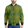 Green And Black African Ethnic Print Men's Bomber Jacket
