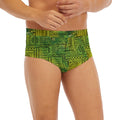 Green And Black African Ethnic Print Men's Briefs