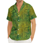 Green And Black African Ethnic Print Men's Deep V-Neck Shirt