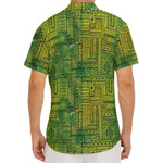 Green And Black African Ethnic Print Men's Deep V-Neck Shirt