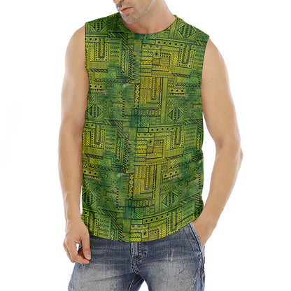 Green And Black African Ethnic Print Men's Fitness Tank Top