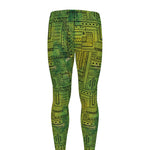 Green And Black African Ethnic Print Men's leggings