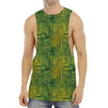 Green And Black African Ethnic Print Men's Muscle Tank Top