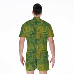 Green And Black African Ethnic Print Men's Rompers