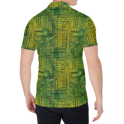 Green And Black African Ethnic Print Men's Shirt