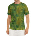 Green And Black African Ethnic Print Men's Short Sleeve Rash Guard