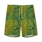 Green And Black African Ethnic Print Men's Sports Shorts