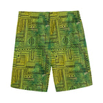 Green And Black African Ethnic Print Men's Sports Shorts