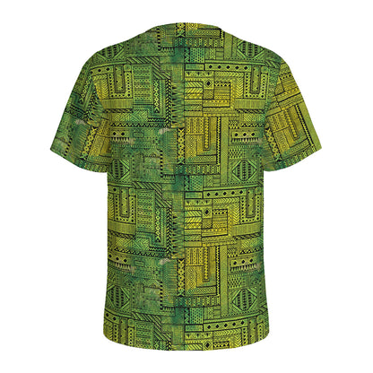 Green And Black African Ethnic Print Men's Sports T-Shirt