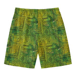 Green And Black African Ethnic Print Men's Swim Trunks