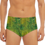Green And Black African Ethnic Print Men's Triangle Swim Briefs