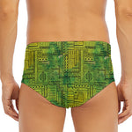 Green And Black African Ethnic Print Men's Triangle Swim Briefs