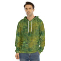 Green And Black African Ethnic Print Men's Velvet Pullover Hoodie