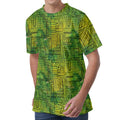 Green And Black African Ethnic Print Men's Velvet T-Shirt