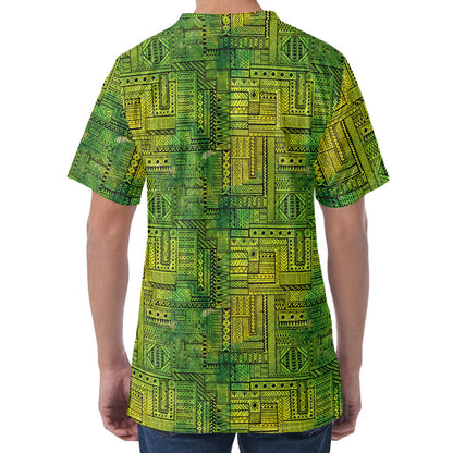 Green And Black African Ethnic Print Men's Velvet T-Shirt
