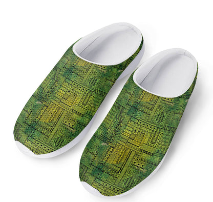 Green And Black African Ethnic Print Mesh Casual Shoes